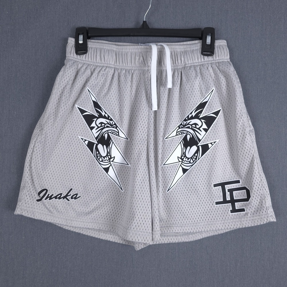 Inaka Power Gorilla Bolt Shorts Mens Large Gray Double Mesh Athletic Gym Workout